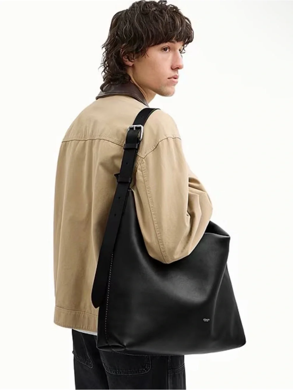 Coach Black Leather Mott Shoulder Bag with Silver Hardware